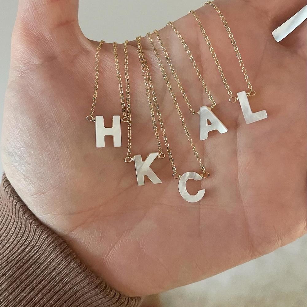 Aquinnah Mother of Pearl Letter L Necklace